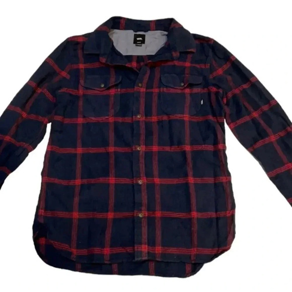 Vans Wayland II Long Sleeved plaid flannel shirt, navy & red. Men’s size medium - Picture 2 of 11